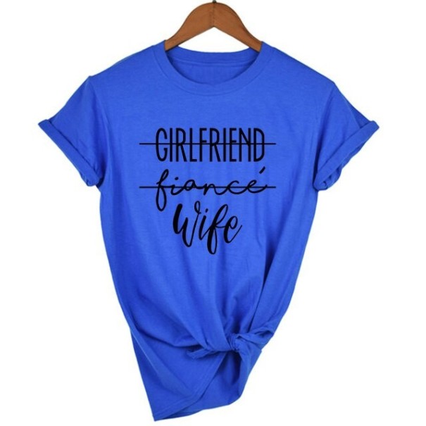 Dames vriendin t-shirt blauw L