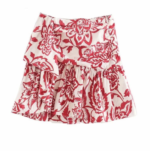 Dames wikkel minirok met bloemen M