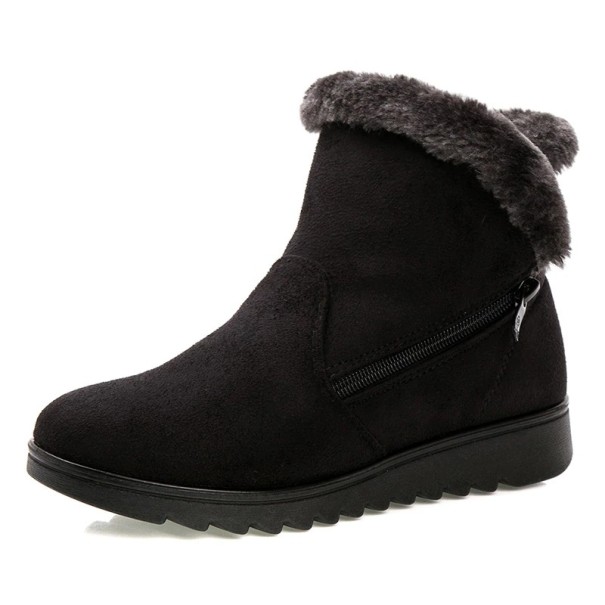 Dames winter enkellaarsjes met bont J1815 zwart 37