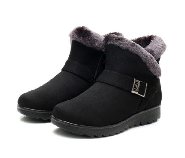 Dames winter enkellaarsjes met bont J1816 zwart 40
