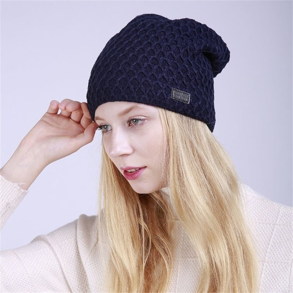 Dames winter gebreide muts Chloe donkerblauw