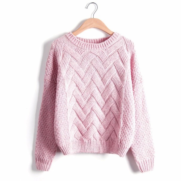 Dames winter gebreide trui J2864 roze