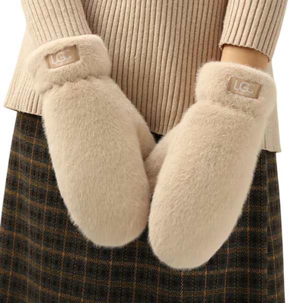 Dames winterhandschoenen universele maat Warme handschoenen met pluche voering van polyester voor dagelijks gebruik in de winter Beige