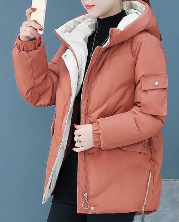Dames winterjas B669 baksteenrood L