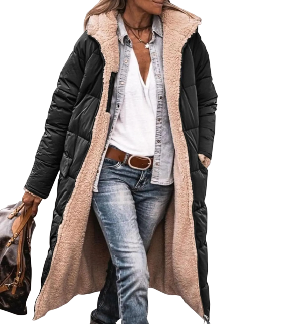 Dames winterjas met bont zwart XXL