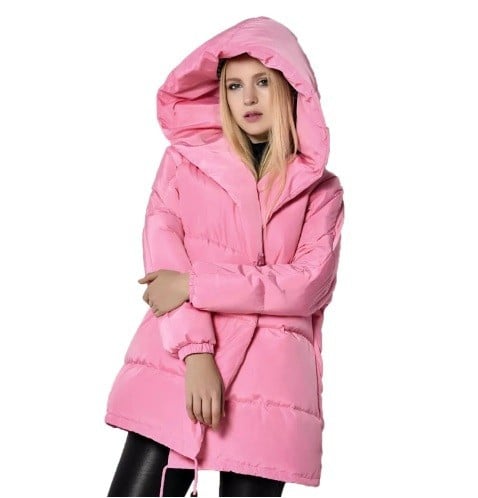 Dames winterjas met capuchon J1683 roze XL
