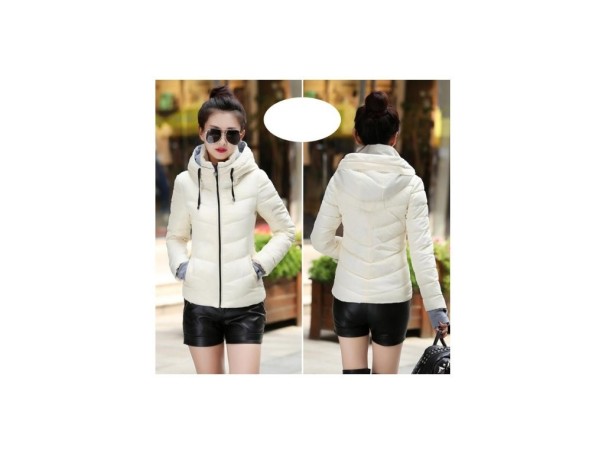 Dames winterjas met capuchon J3190 wit XL