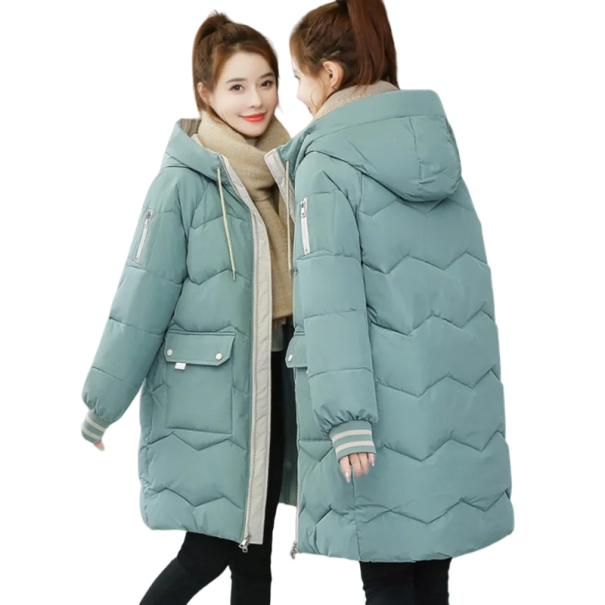 Dames winterjas met capuchon lichtgroen XL