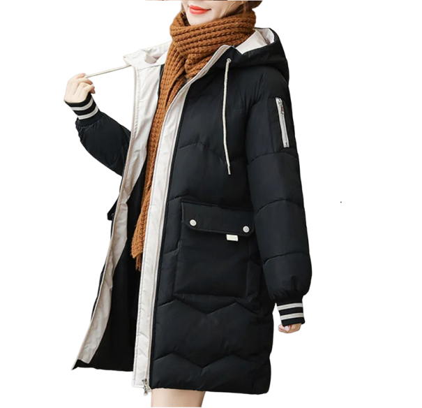 Dames winterjas met capuchon zwart S