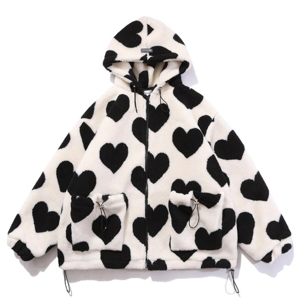 Dames winterjas met hartjes F1047 beige XL