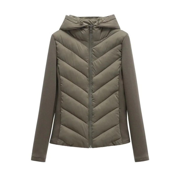 Dames winterjas Polyester jas met rits en capuchon Warme comfortabele jas voor koud weer Verwarmende winterjas voor dagelijks gebruik groen L