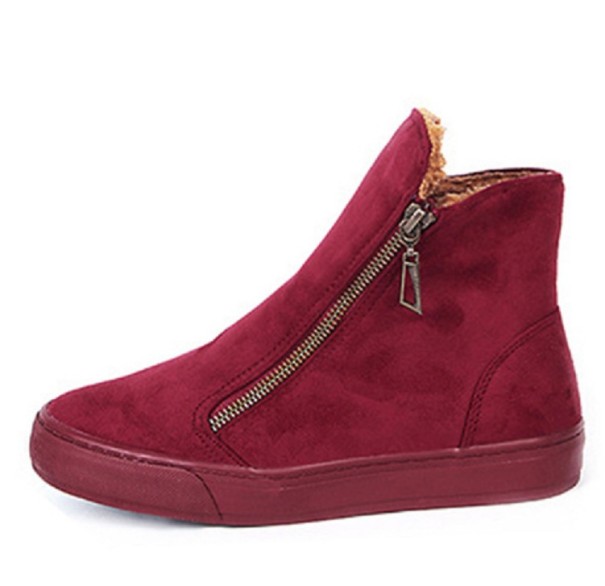 Dames winterlaarzen met rits J1809 rood 36
