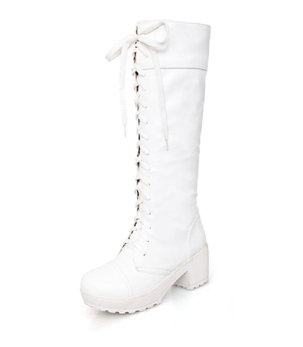 Dames winterlaarzen met veters J1199 wit 43