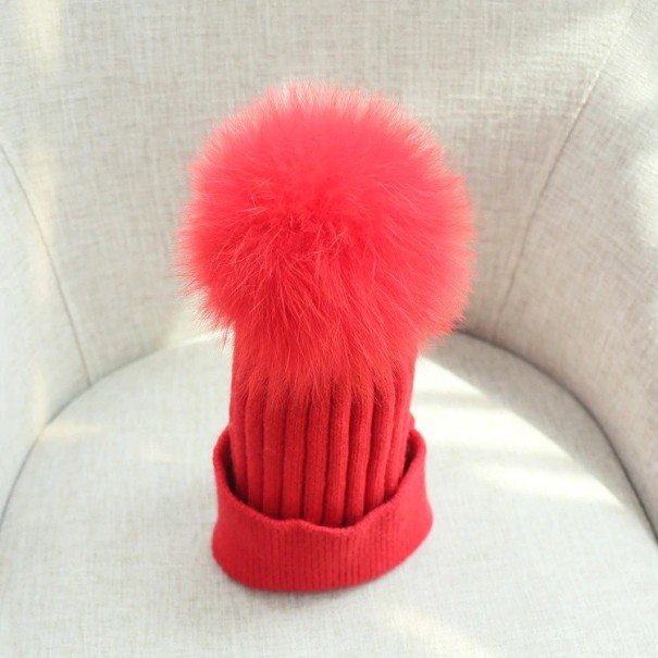 Dames wintermuts met pompon J3007 rood
