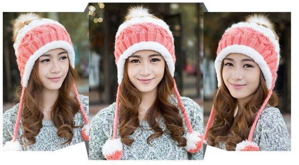 Dames wintermuts van katoen in meerdere kleuren rood