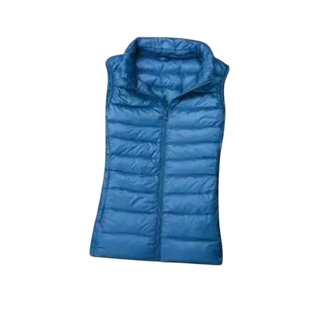 Dames wintervest met col en ritssluiting Effen warm vest van licht polyester Stijlvol wintervest in verschillende kleuren blauw L