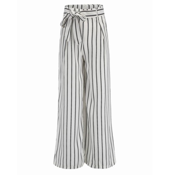 Dames wit gestreepte broek L