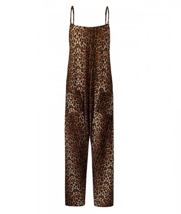 Dames zomer jumpsuit met luipaardprint bruin 4XL