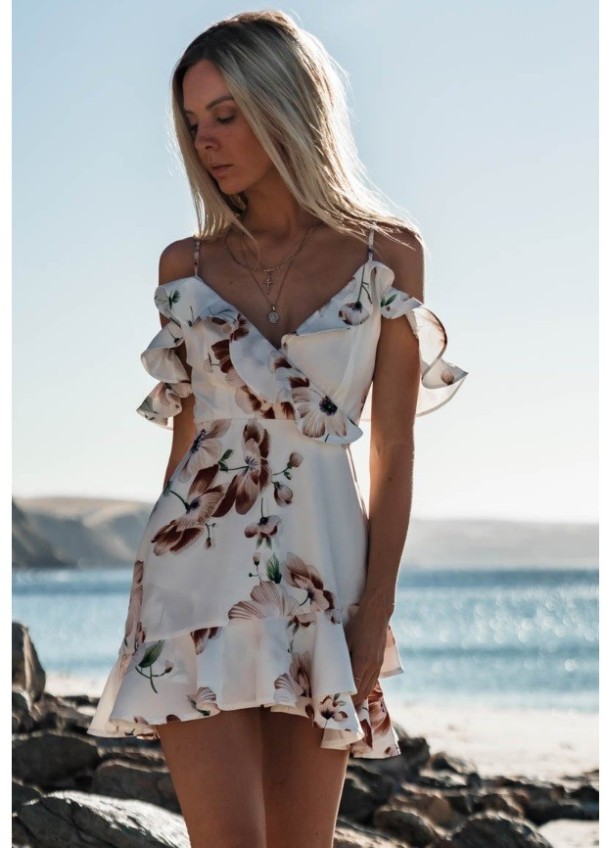 Dames zomer mini jurk A728 wit XS