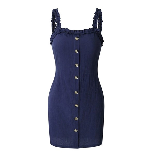 Dames zomer mini jurk A729 donkerblauw L