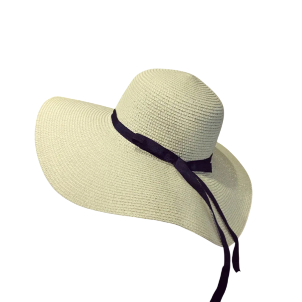 Dames zomer strooien hoed 57–58 cm Brede rand Stroh polyester Met strik Lichtgewicht strandhoed tegen de zon Elegante accessoire crème