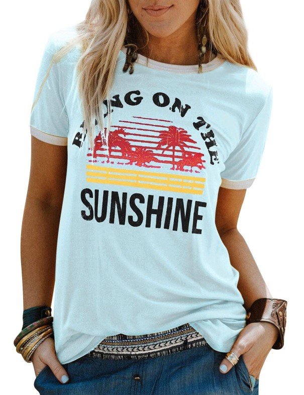 Dames zomer T-shirt B318 lichtblauw L
