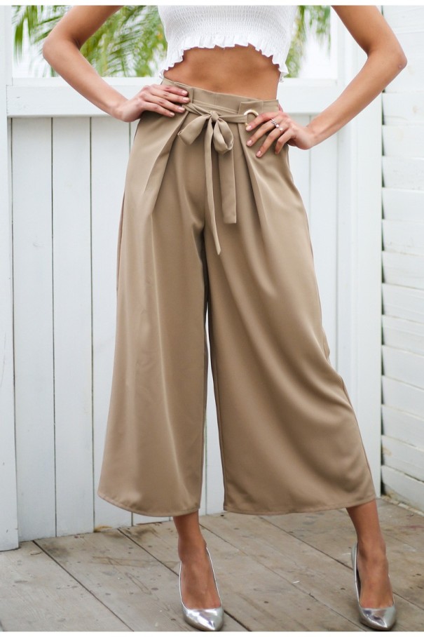Dames zomerbroek met strik J1737 beige XS