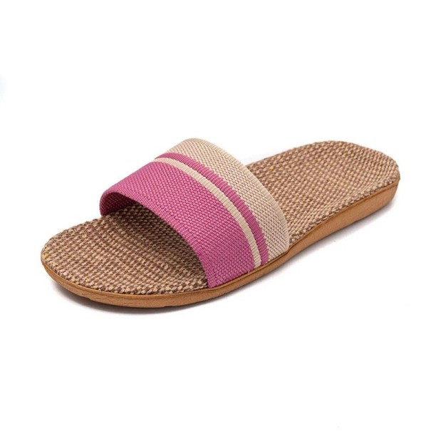 Dames zomerpantoffels met geweven oppervlak Lichtgewicht ademende pantoffels met platte zool Stijlvolle pantoffels Minimalistisch design roze 35-36