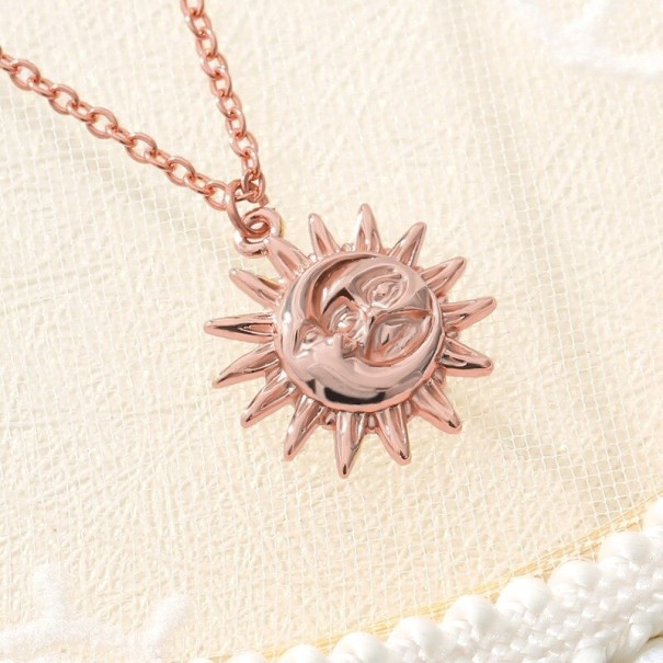 Dames zon en maan ketting D184 oudroze