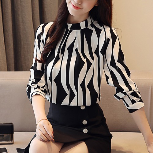 Dames zwart-wit blouse A529