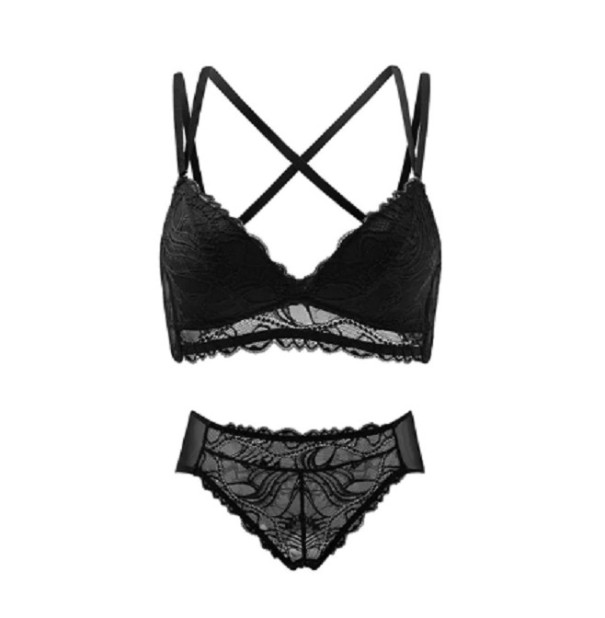 Damesæt - BH og trusser sort 75C