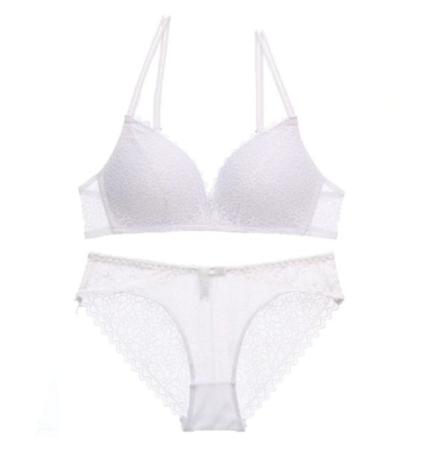 Damesæt - bralette-bh og trusser hvid 80A