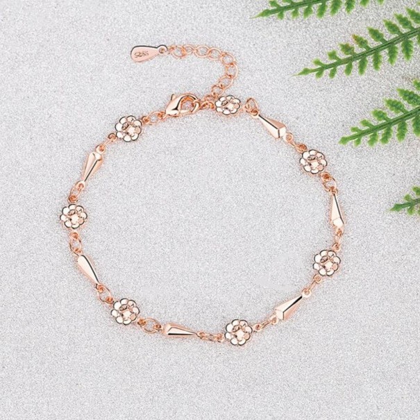 Damesarmband met bloemen P189 oudroze