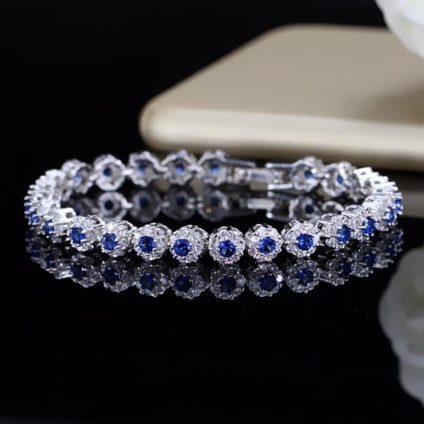 Damesarmband met gekleurde stenen H66 blauw