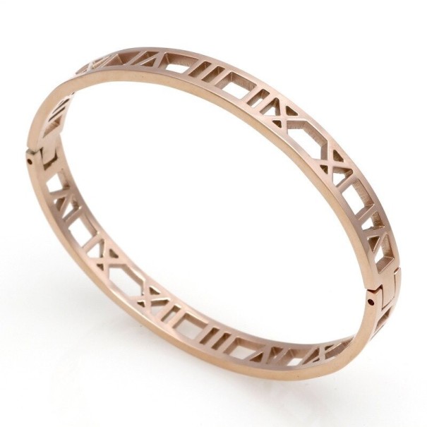 Damesarmband met massief Romeins cijfer oudroze