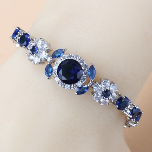 Damesarmband met zirkonen blauw