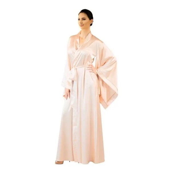 Damesbadjas Licht comfortabele badjas van polyester Striksluiting rond de taille Elegante huisbadjas voor vrouwen Zachte en luchtige stof roze XL