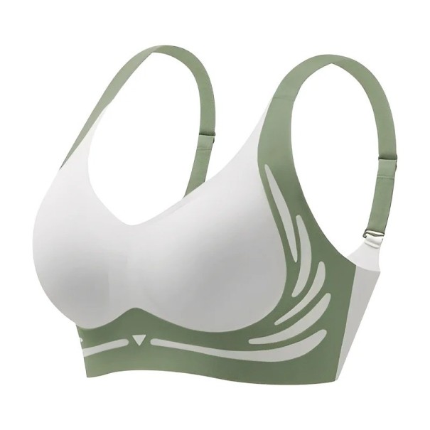 Damesbeha naadloos met brede schouderbanden en gevormde cups van nylon zonder beugels voor dagelijks gebruik groen L