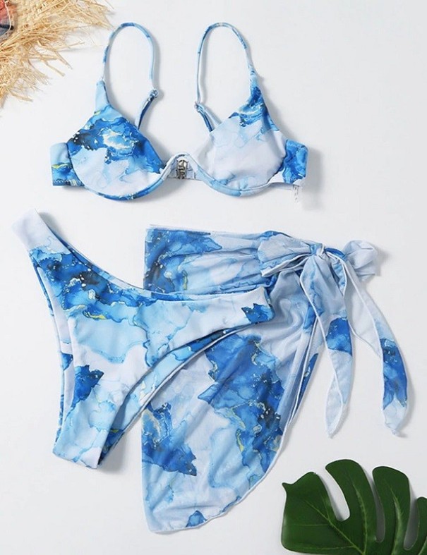 Damesbikini met sjaal P277 blauw S
