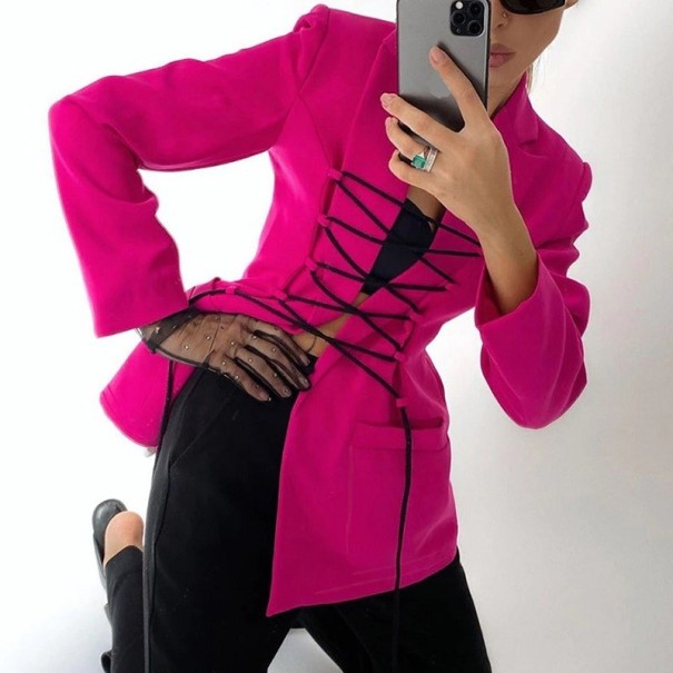 Damesblazer met veterdetail donkerroze M