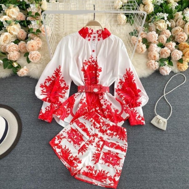 Damesblouse en short rood S