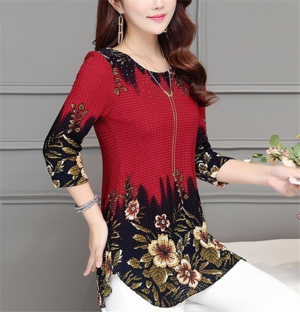 Damesblouse met bloemen Gisela rood XXL