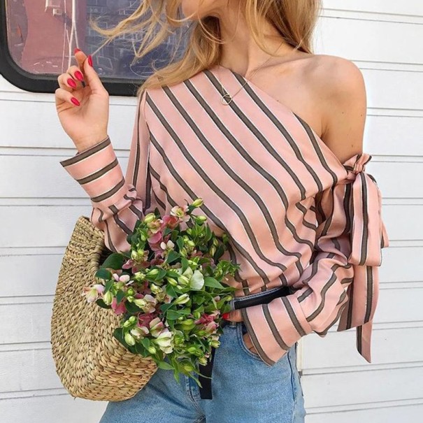 Damesblouse met blote schouder roze XXL