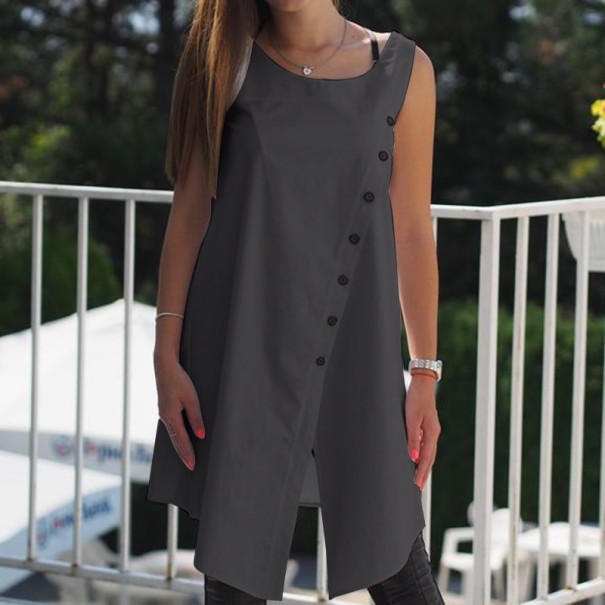 Damesblouse met modieuze split donkergrijs XL