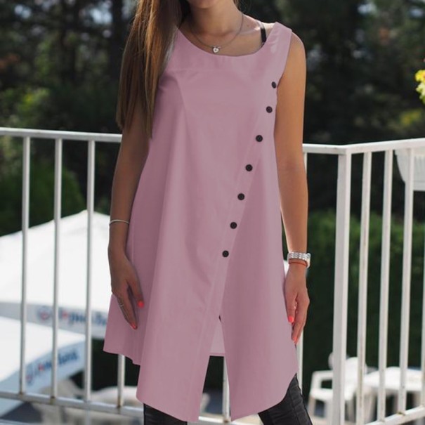 Damesblouse met modieuze split roze 4XL
