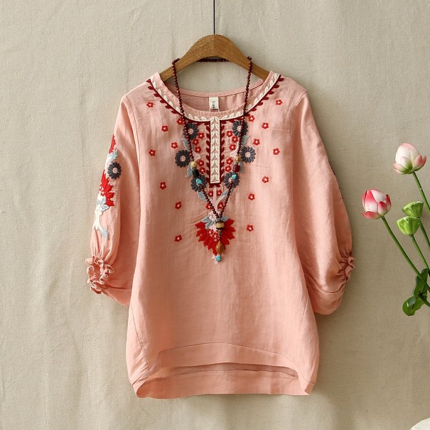 Damesblouse met patches roze