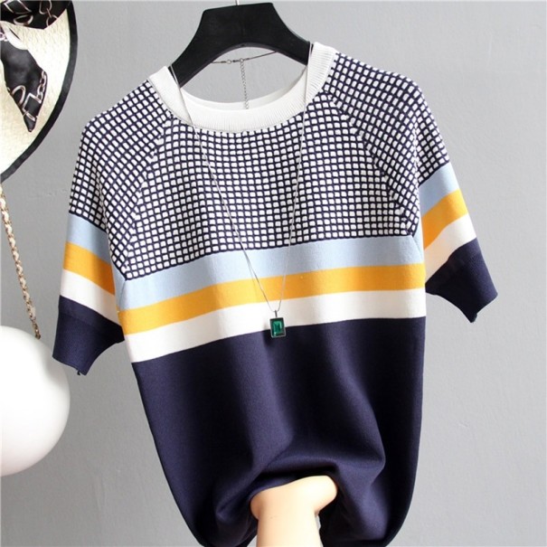 Damesblouse met patroon A1 donkerblauw