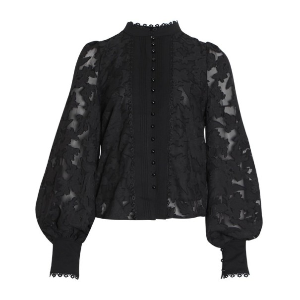 Damesblouse met pofmouwen zwart L