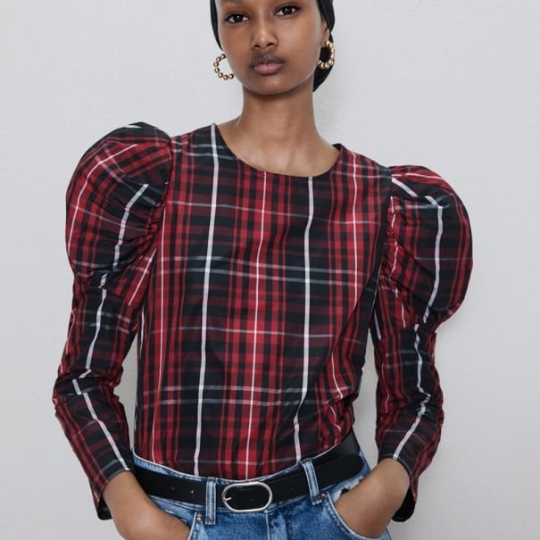 Damesblouse met pofschouders S