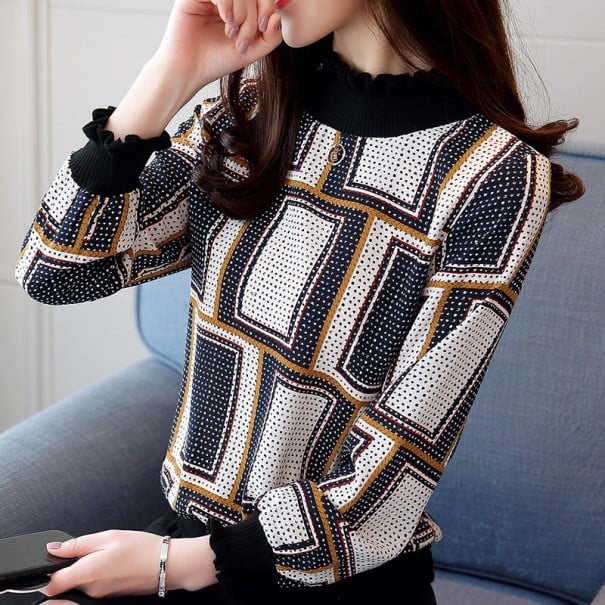 Damesblouse met ruitjesmotief XS